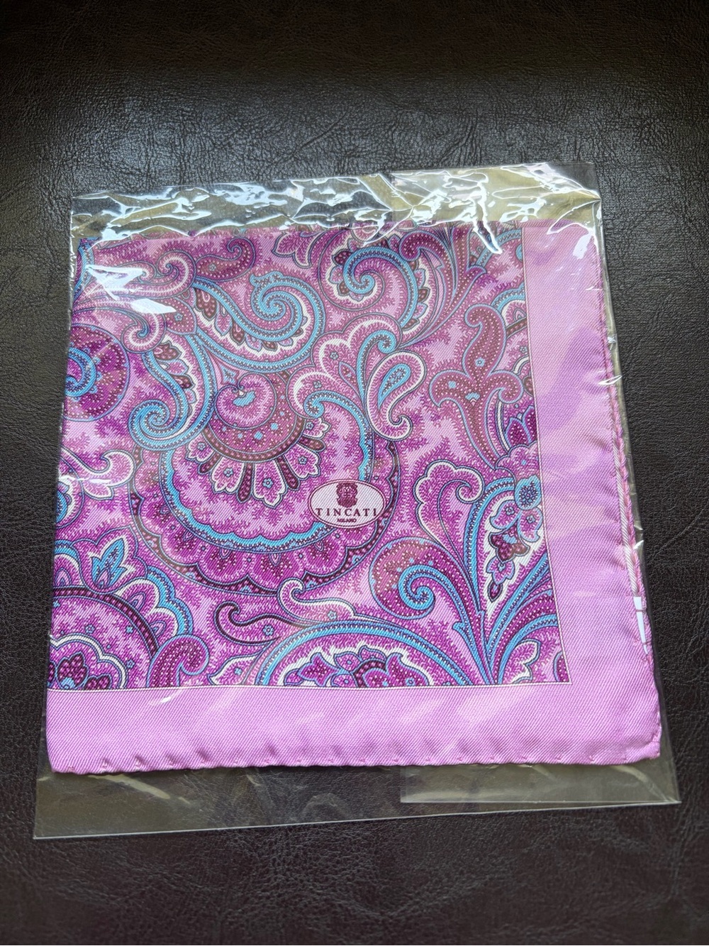 Tincati Milano Pink Paisley Silk Pocket Square